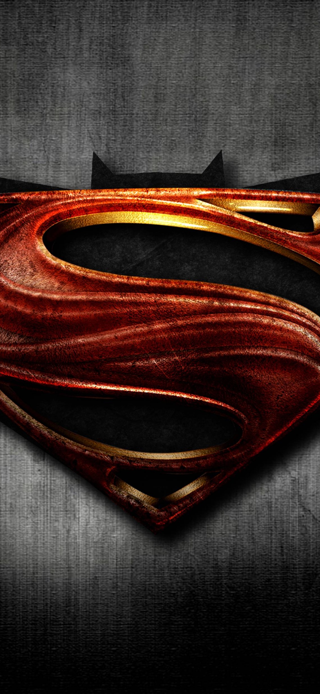 Обои Бэтмен, Супермен, Логотип супермена, Лига справедливости, графика в разрешении 1125x2436