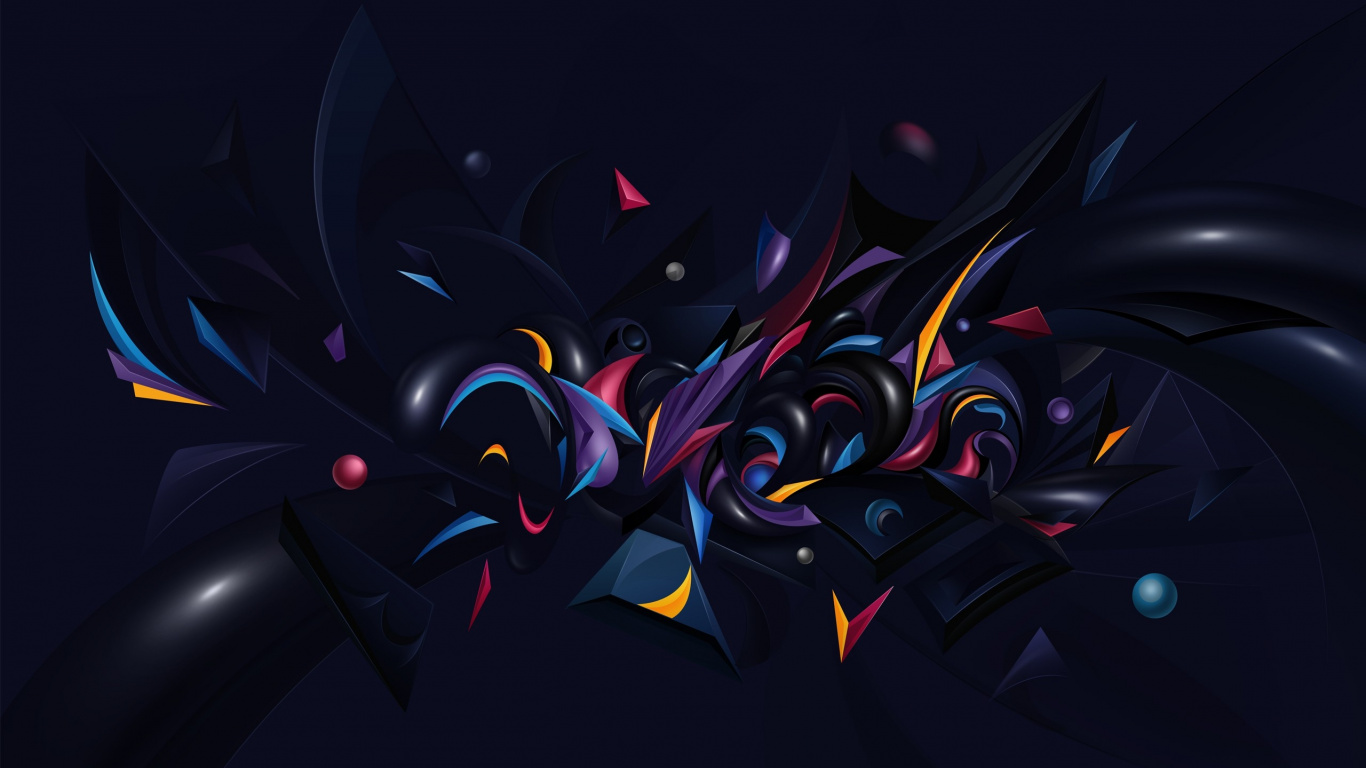 Обои фрактальное искусство, графический дизайн, тьма, шрифт, иллюстрация в разрешении 1366x768