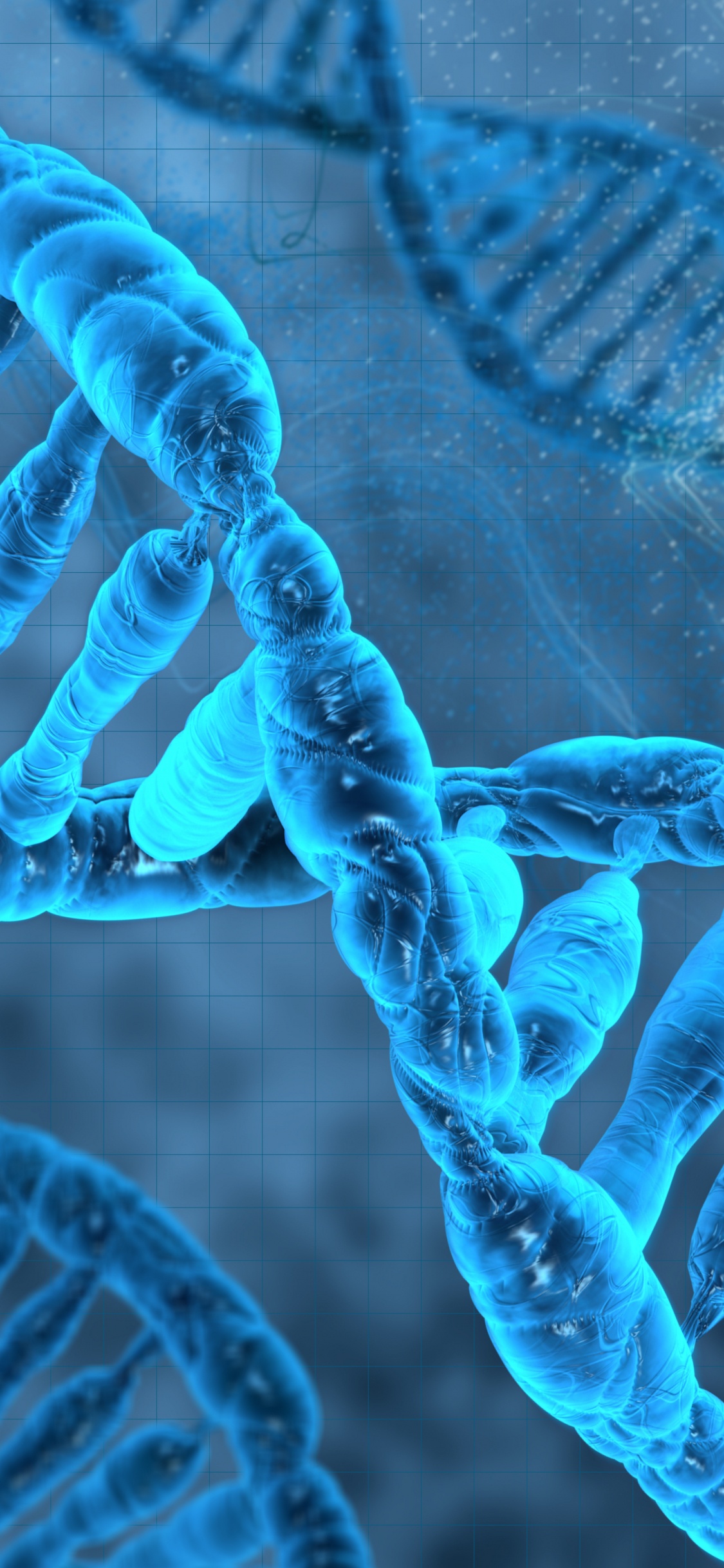 Обои ДНК, геном, синий, морская биология, электрик в разрешении 1125x2436
