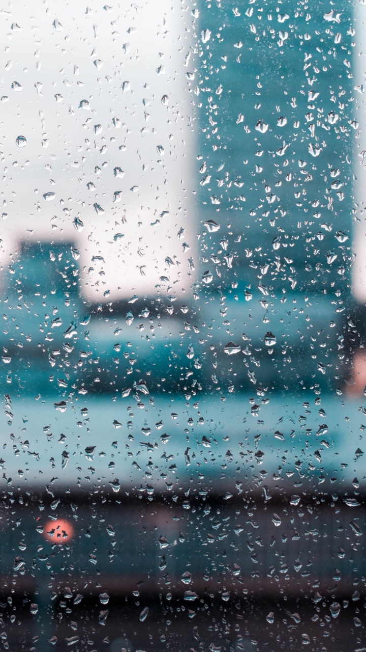 Обои дождь, вода, синий, бирюза, текст в разрешении 720x1280