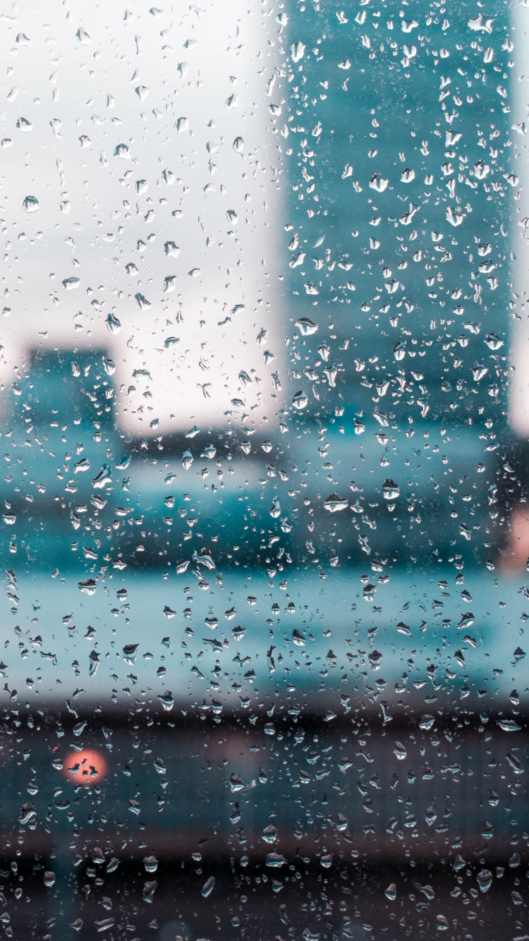 Обои дождь, вода, синий, бирюза, текст в разрешении 750x1334