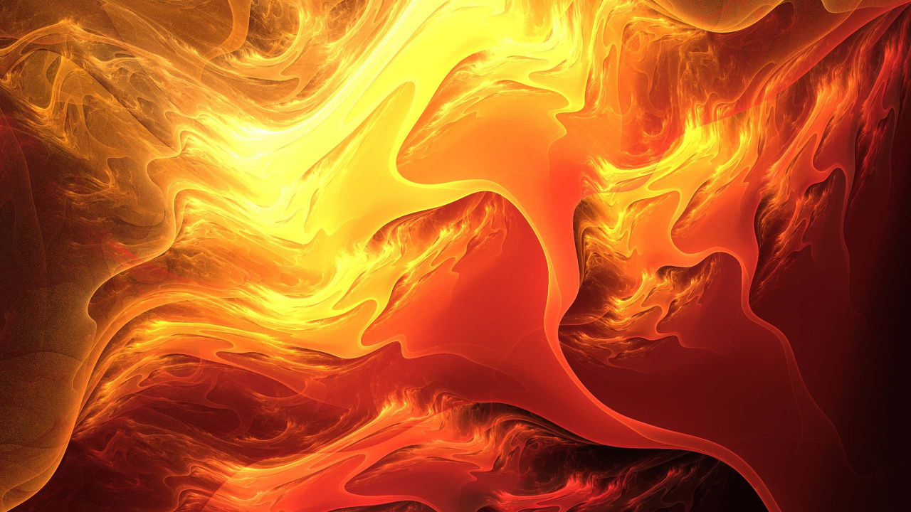 Обои пламя, огонь, Апельсин, фрактальное искусство, графика в разрешении 1280x720