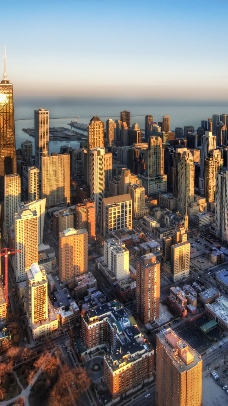 Обои Чикаго, город, городской пейзаж, городской район, метрополия в разрешении 750x1334