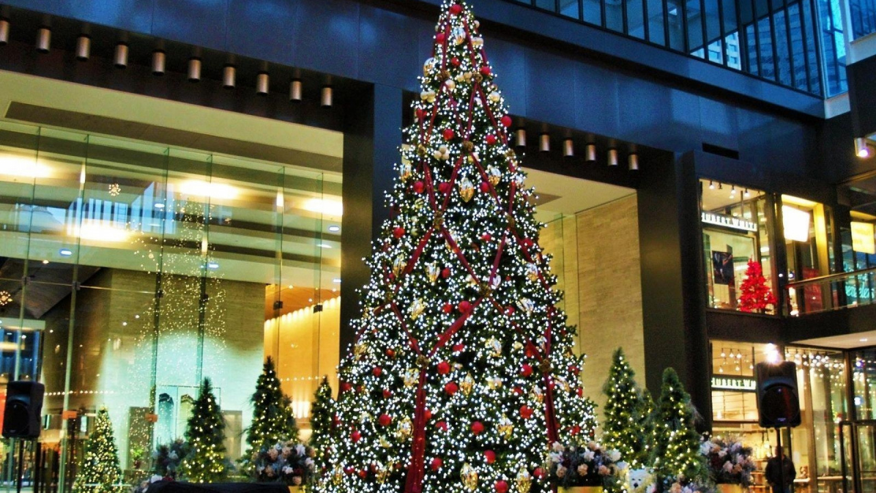 Обои елка, Рождественские украшения, Рождество, Рождественские огни, пихта в разрешении 1280x720