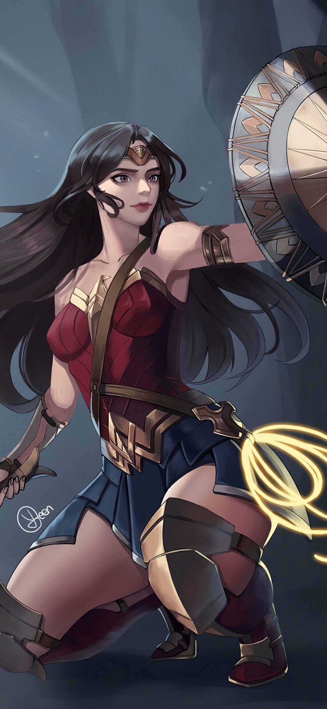 Обои чудоженщина, супергерой, иллюстрация, приключенческая игра, игры в разрешении 1125x2436