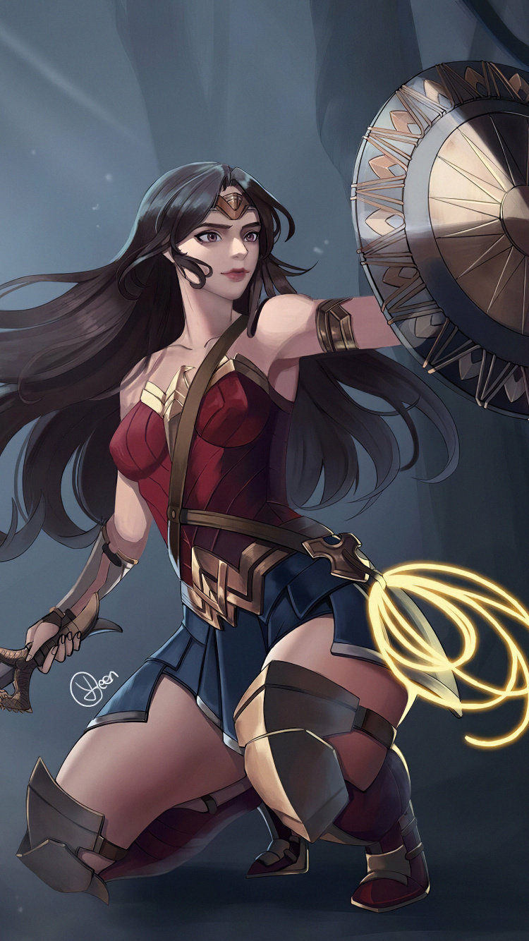 Обои чудоженщина, супергерой, иллюстрация, приключенческая игра, игры в разрешении 750x1334