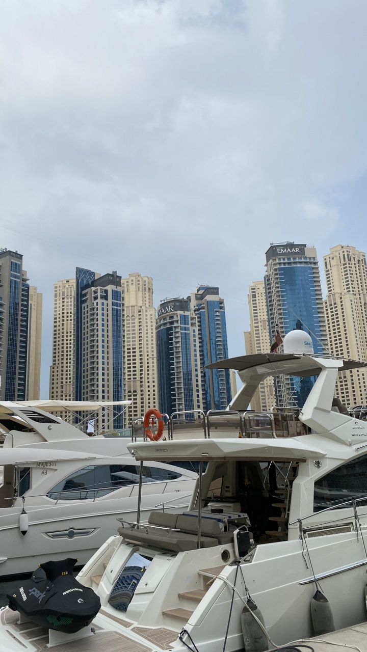 Обои Марина, башня, судно, городской пейзаж, метрополия в разрешении 720x1280