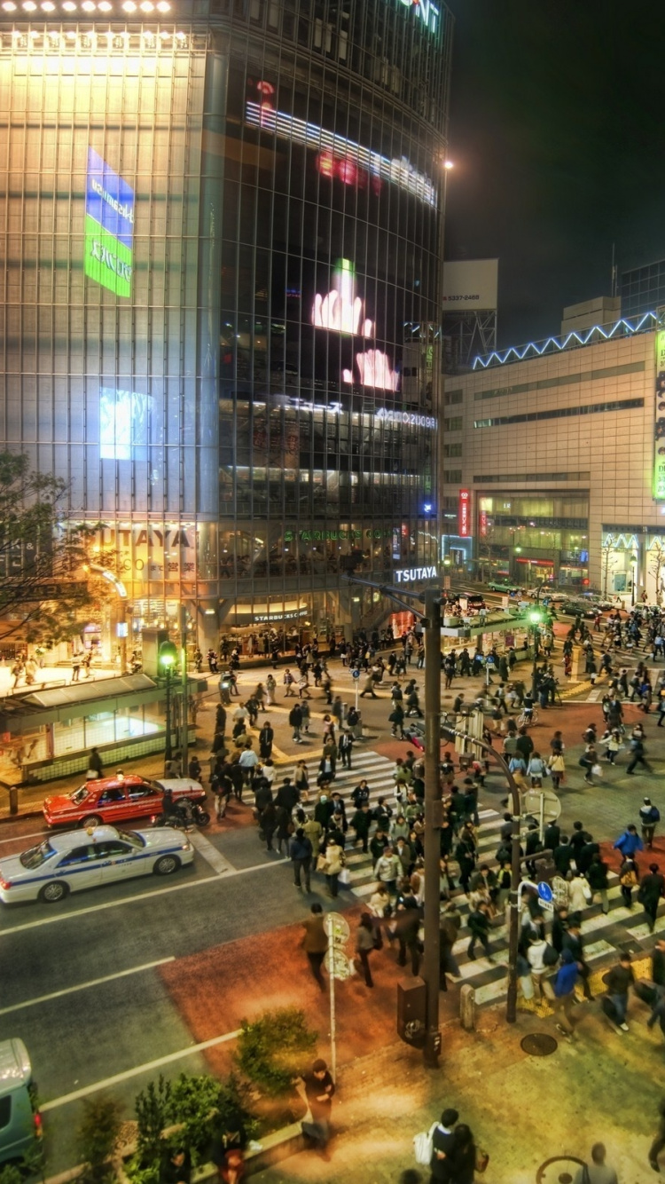 Обои Токио, ночь, город, городской район, деловой район в разрешении 750x1334