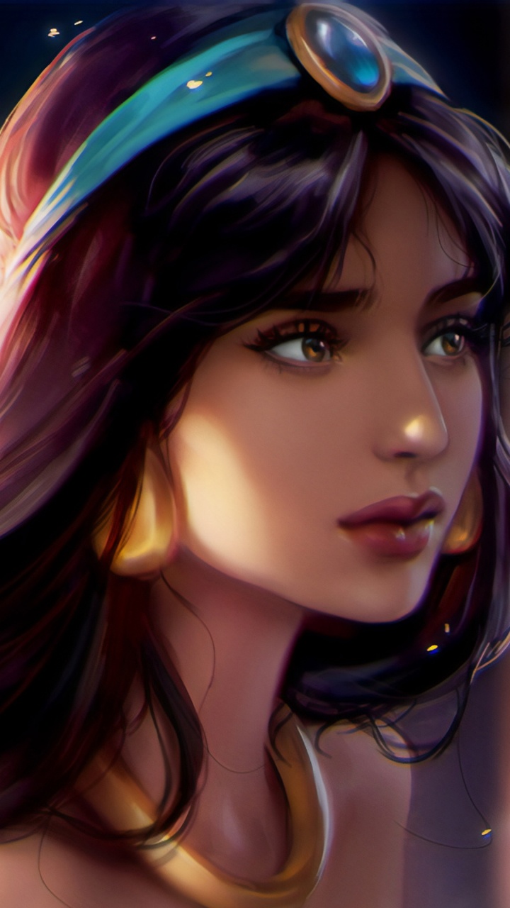 Обои арт, волосы, лицо, красота, длинные волосы в разрешении 720x1280