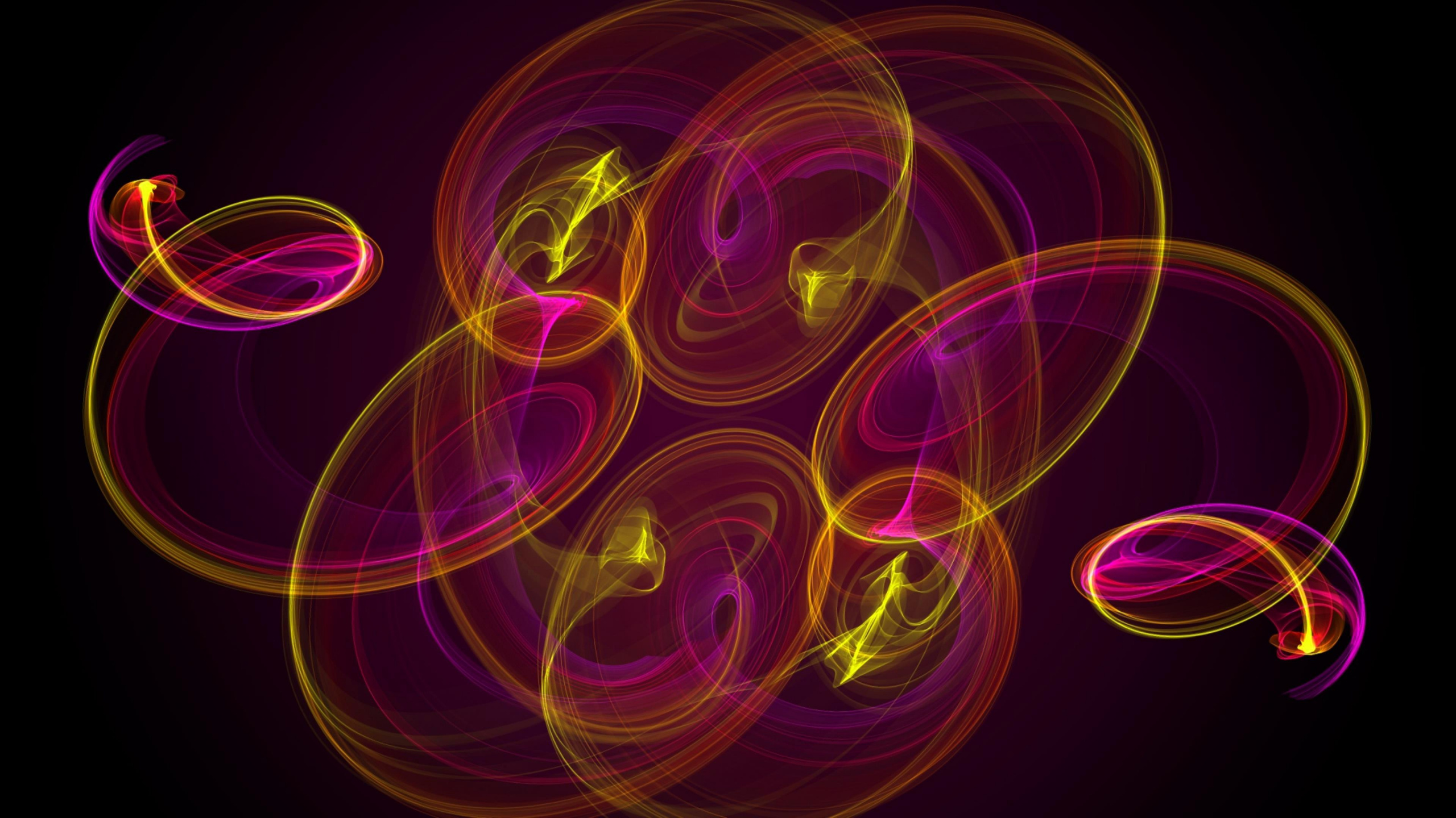 Обои свет, пурпур, розовый, круг, фрактальное искусство в разрешении 2560x1440