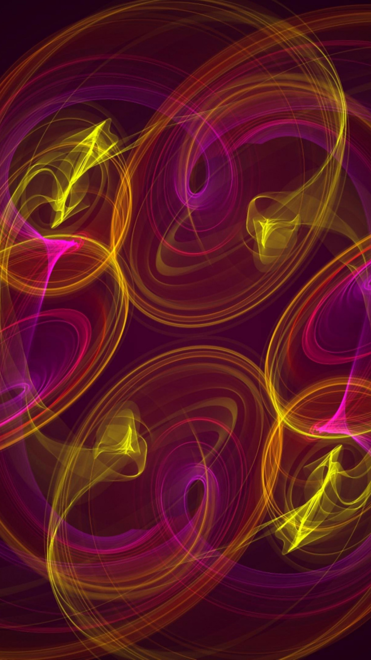 Обои свет, пурпур, розовый, круг, фрактальное искусство в разрешении 750x1334