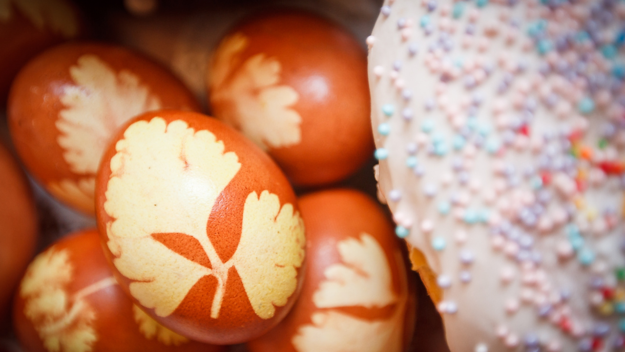 Обои пасхальное яйцо, яйцо, пища, пасха, сладость в разрешении 1280x720