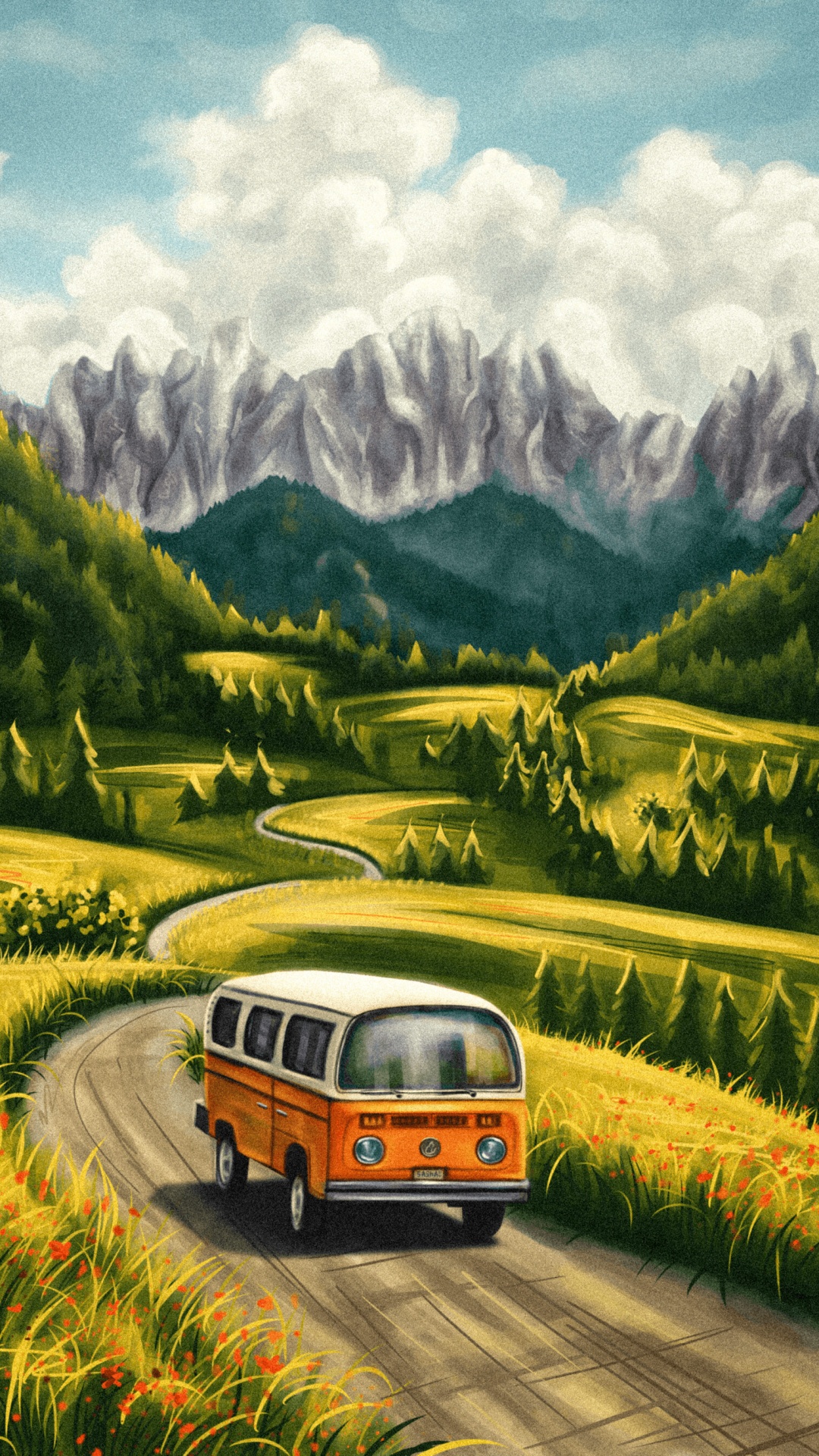 Обои телефон, смартфон, облако, растение, гора в разрешении 1080x1920