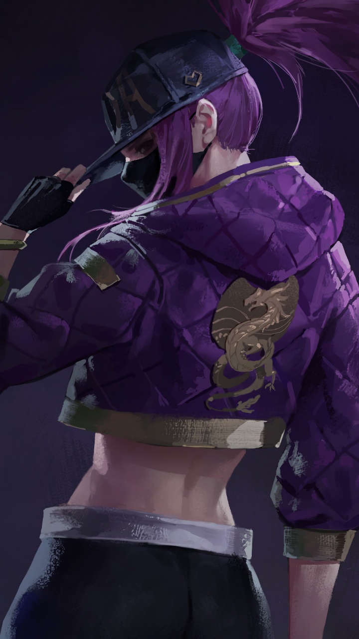 Обои Лига легенд, К ДА, Акали, пурпур, Фиолетовый в разрешении 720x1280