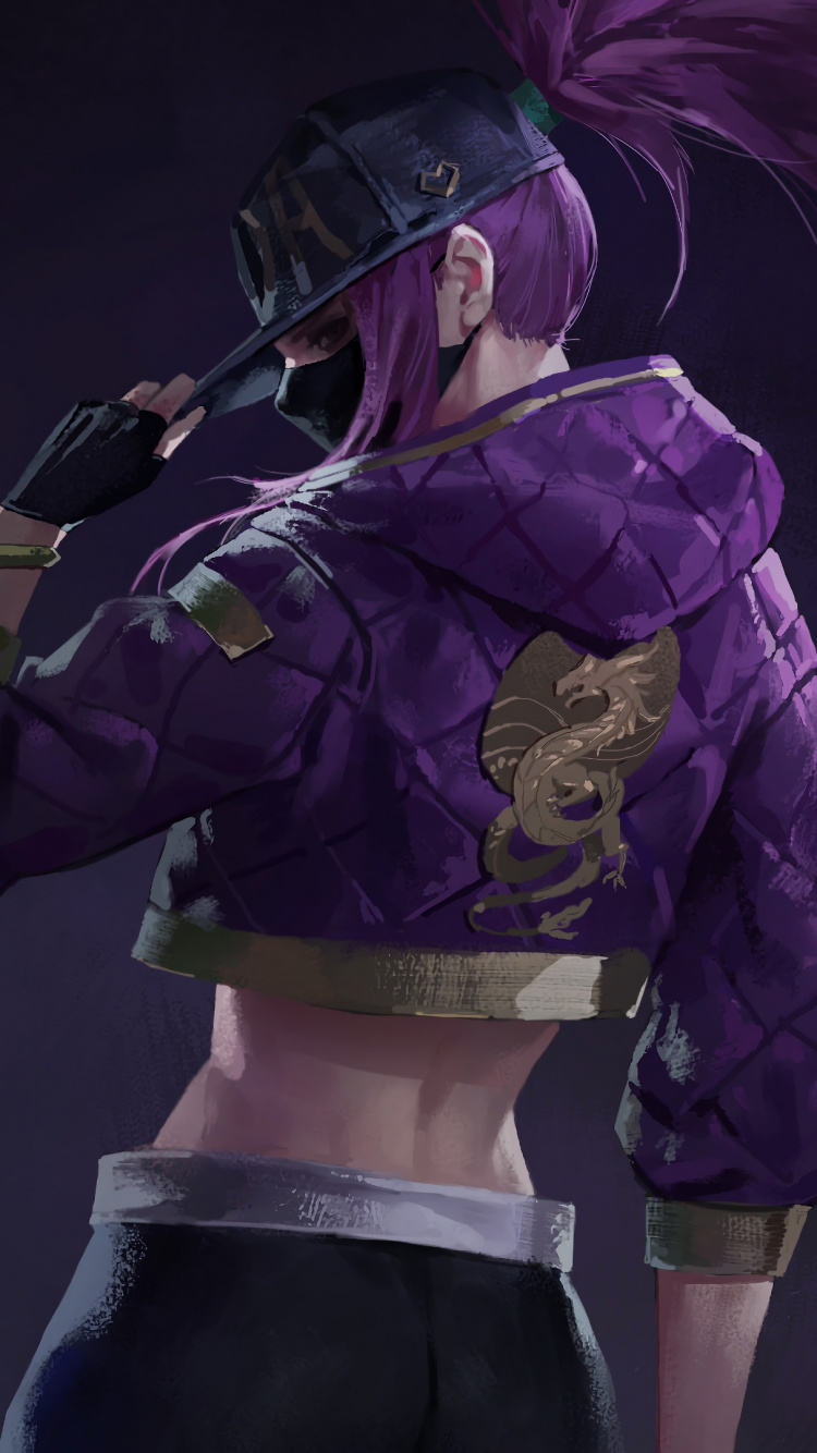 Обои Лига легенд, К ДА, Акали, пурпур, Фиолетовый в разрешении 750x1334