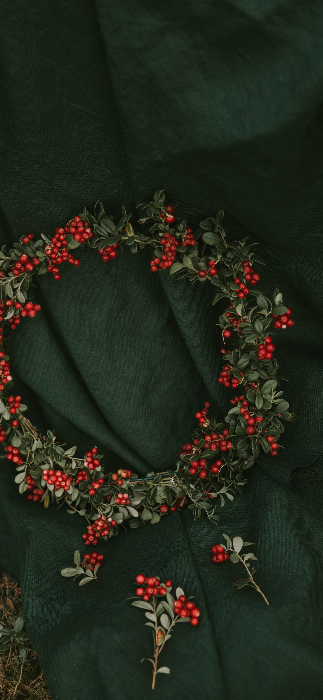 Обои цветочный дизайн, модный аксессуар, Рождественские украшения, венок, ювелирные изделия в разрешении 1125x2436