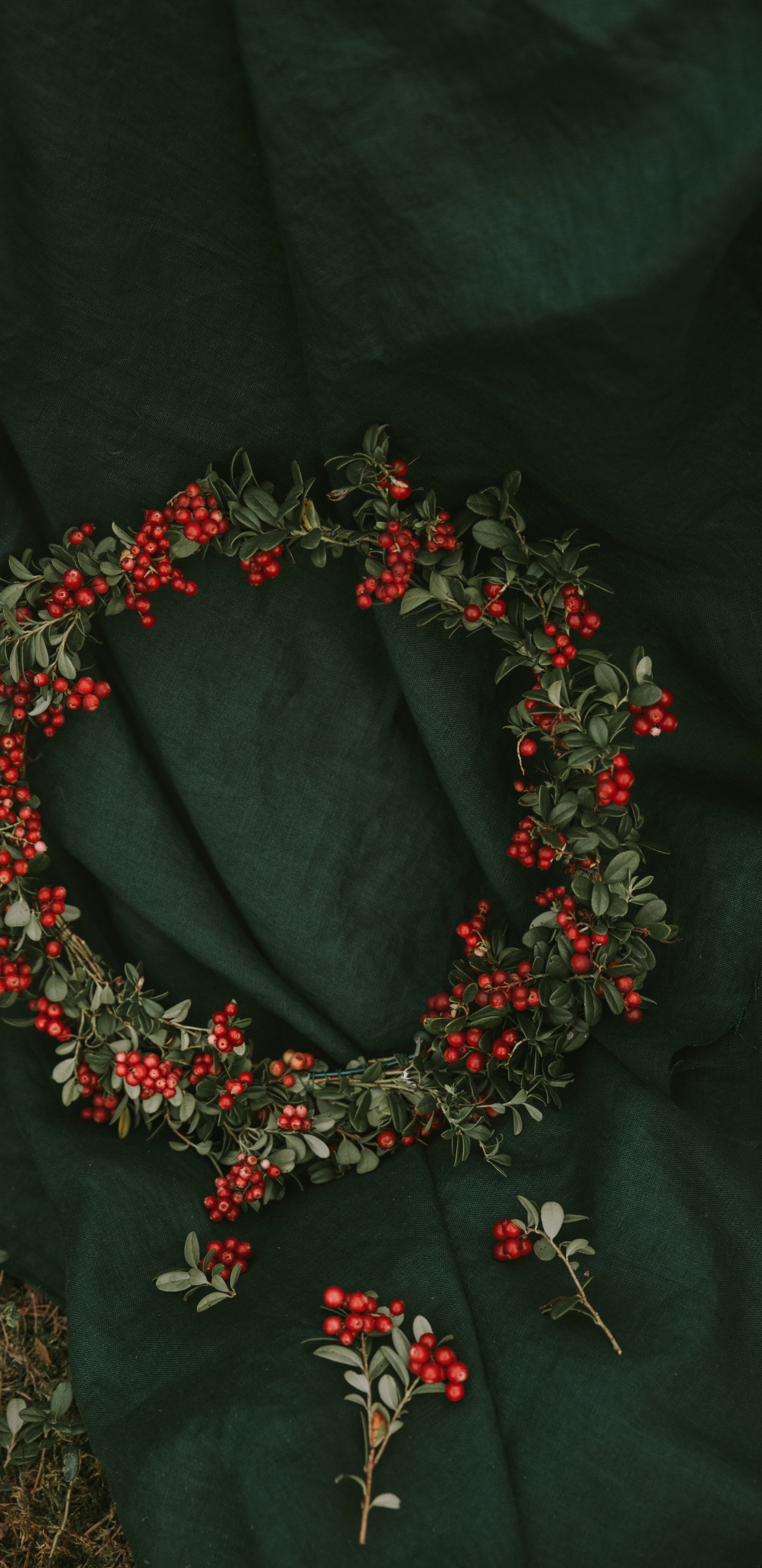 Обои цветочный дизайн, модный аксессуар, Рождественские украшения, венок, ювелирные изделия в разрешении 1440x2960