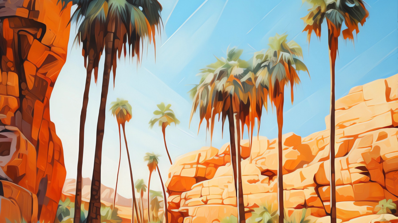 Обои солнечный свет, иллюстрация, вода, дневное время, растение в разрешении 1366x768