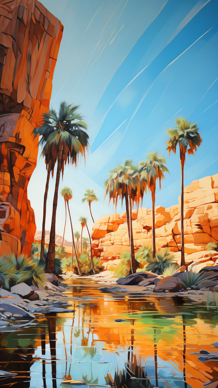 Обои солнечный свет, иллюстрация, вода, дневное время, растение в разрешении 750x1334