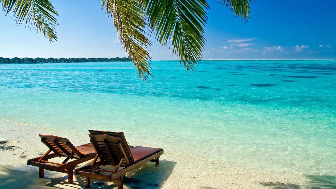 Обои пляж, тропическая зона, отпуск, Карибский бассейн, океан в разрешении 1366x768