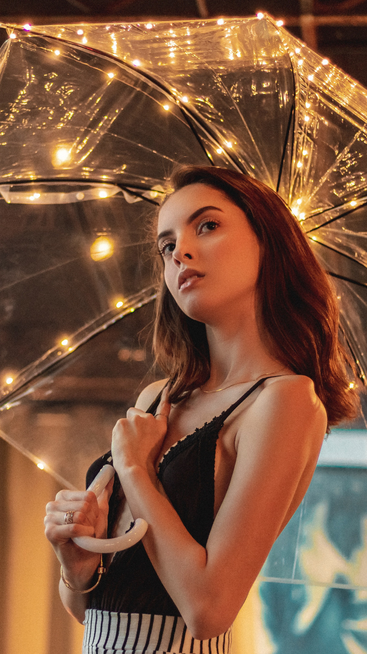Обои зонтик, красота, фэшн, модель, модный аксессуар в разрешении 750x1334