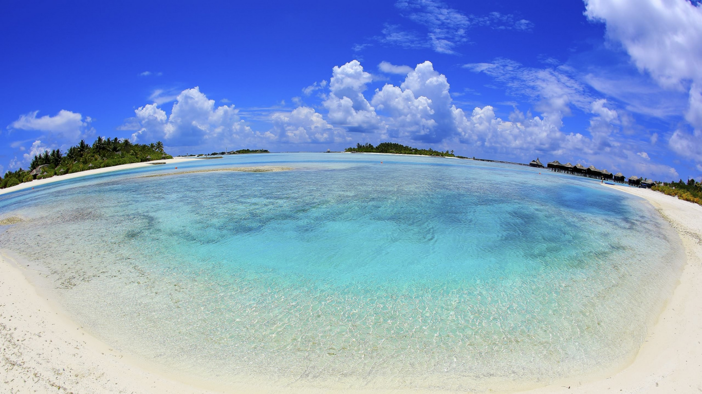 Обои море, Лагуна, тропическая зона, лазурный, прибрежные и океанические рельефы в разрешении 1366x768