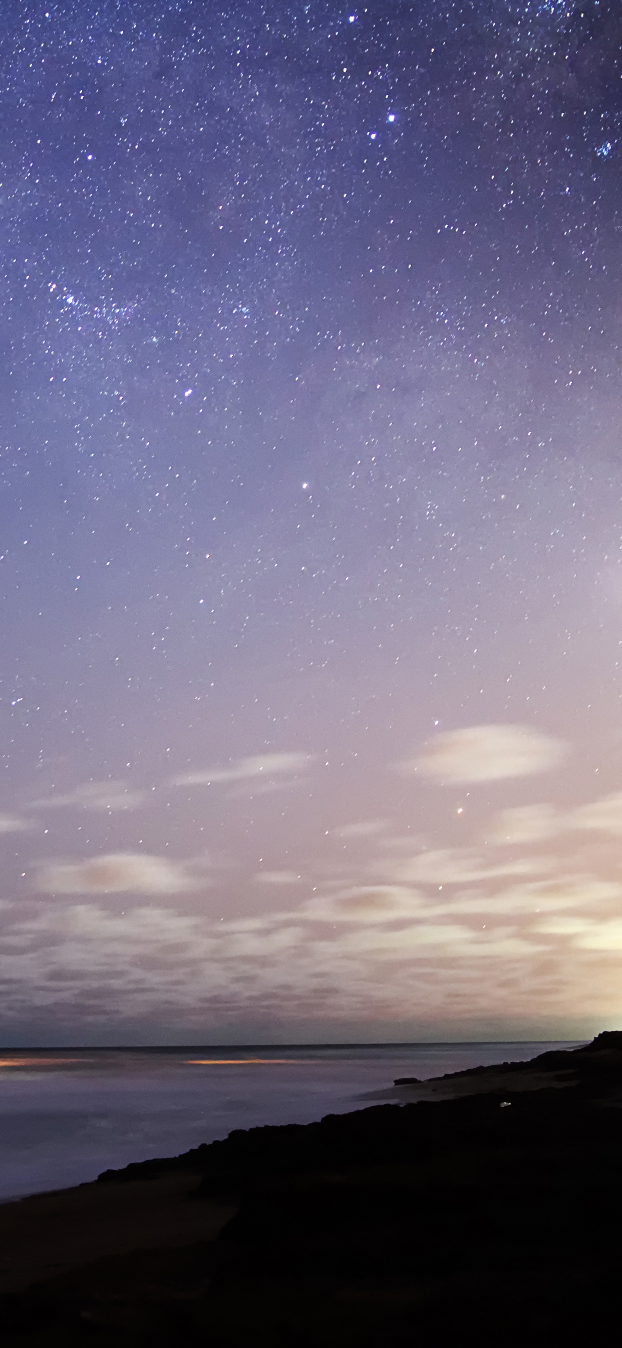 Обои горизонт, ночь, атмосфера, рассвет, вода в разрешении 1242x2688