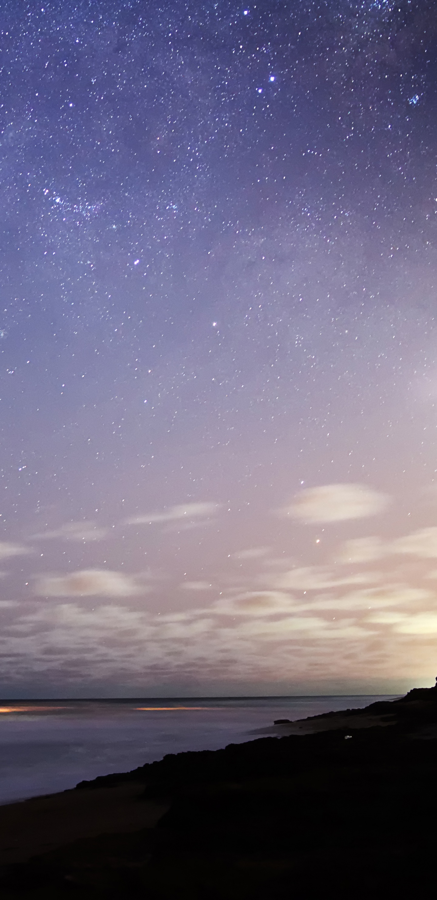 Обои горизонт, ночь, атмосфера, рассвет, вода в разрешении 1440x2960