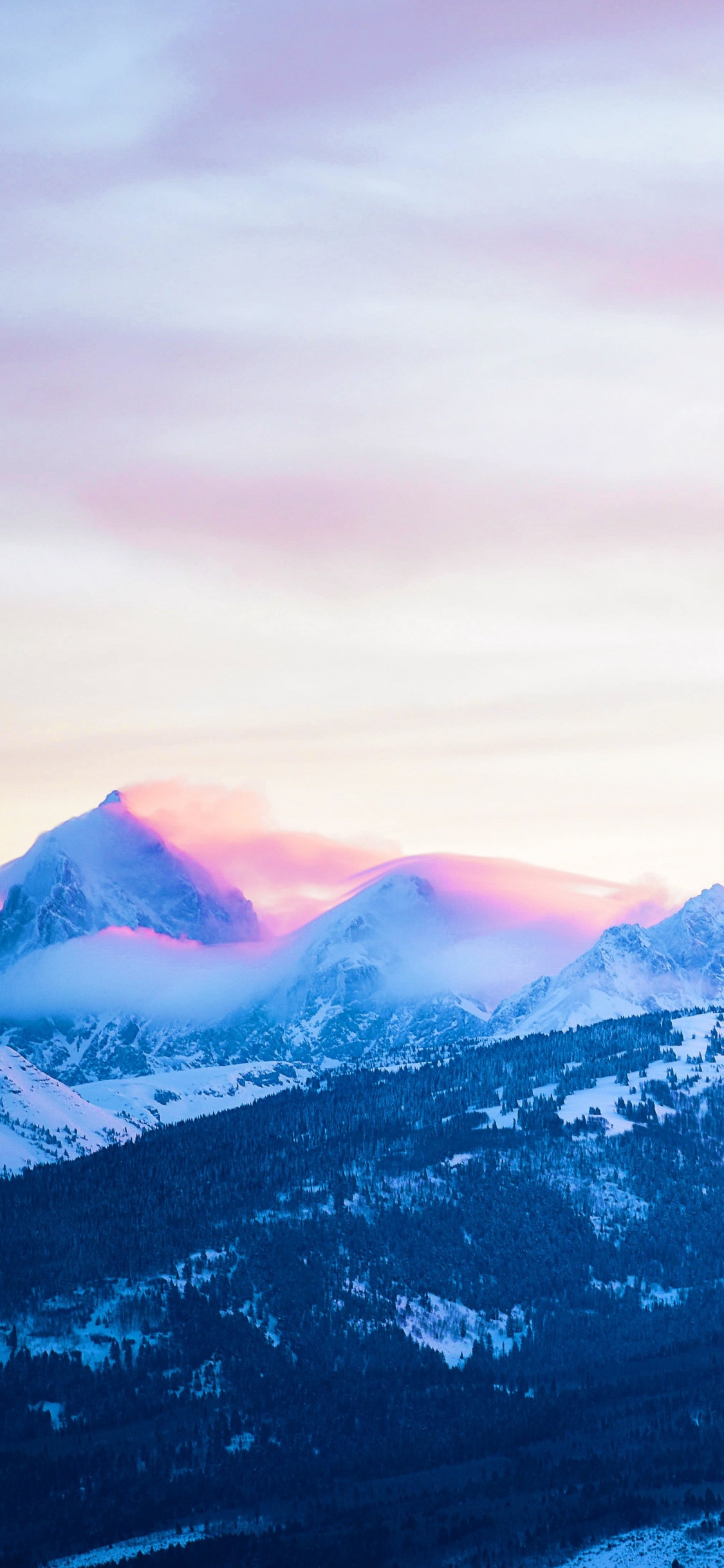 Обои ледяная форма, рельеф, пейзажи гор, горный хребет, небо в разрешении 1125x2436