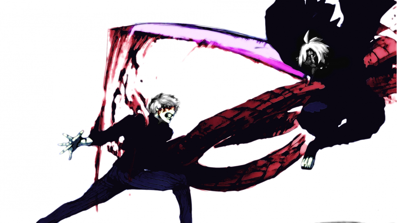 Обои Кен kaneki, Токио вурдалак, графический дизайн, иллюстрация, графика в разрешении 1366x768
