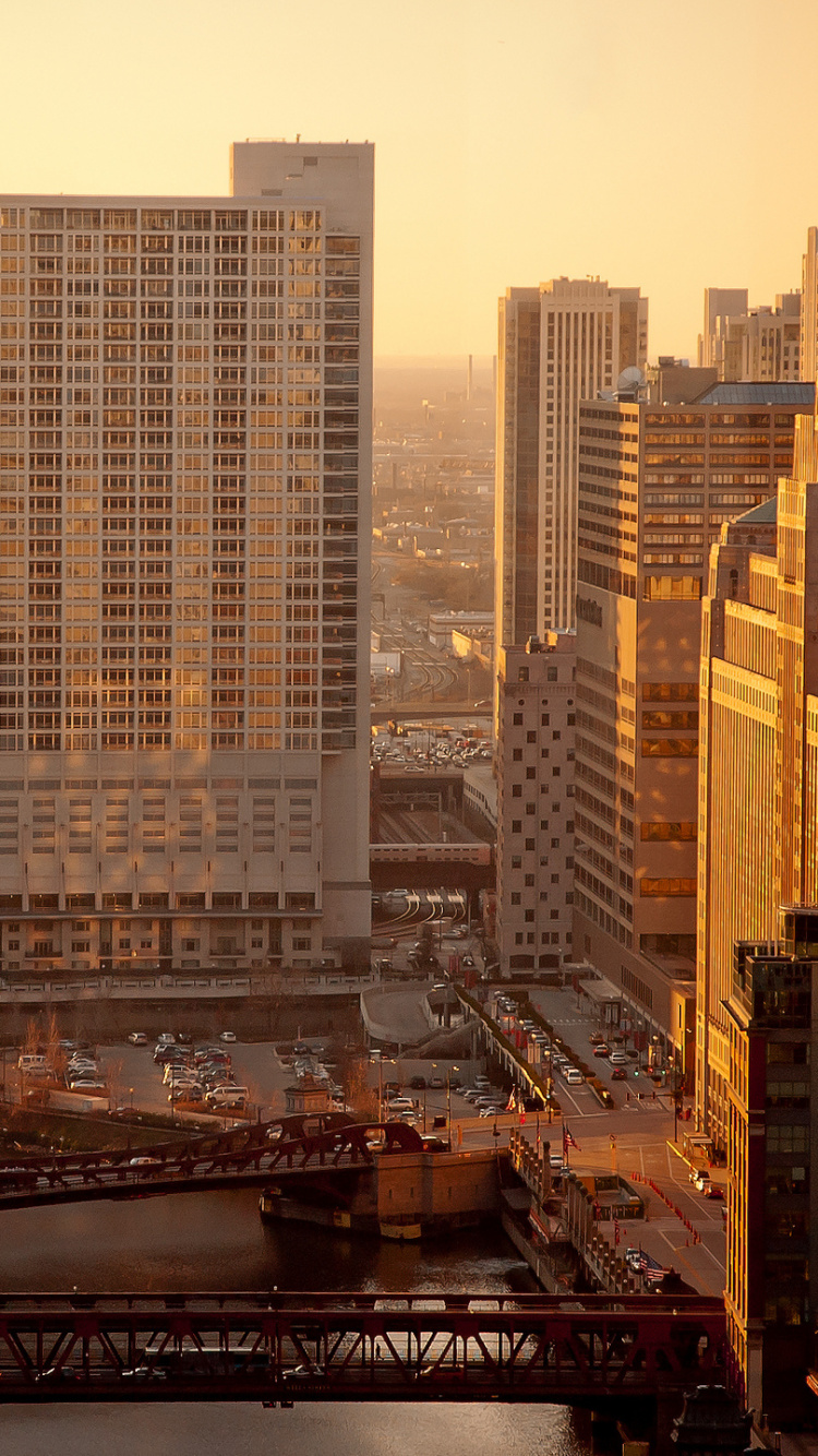 Обои Чикаго, городской пейзаж, город, метрополия, городской район в разрешении 750x1334