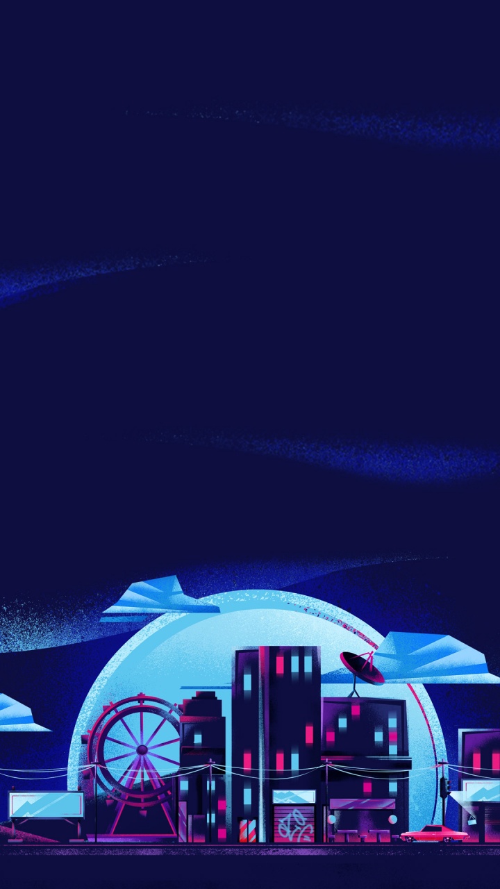 Обои Киберпанк, Ретровейв, арт, дизайн, иллюстрация в разрешении 720x1280