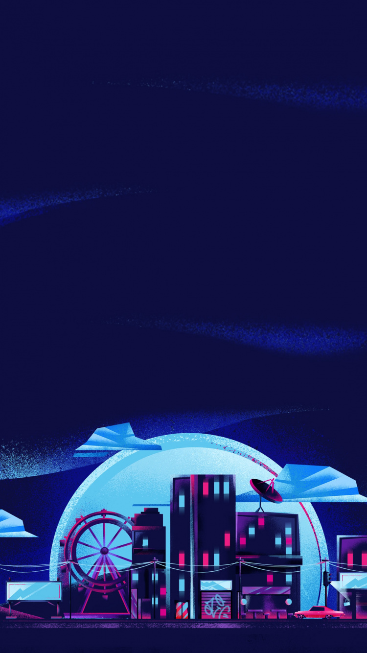 Обои Киберпанк, Ретровейв, арт, дизайн, иллюстрация в разрешении 750x1334