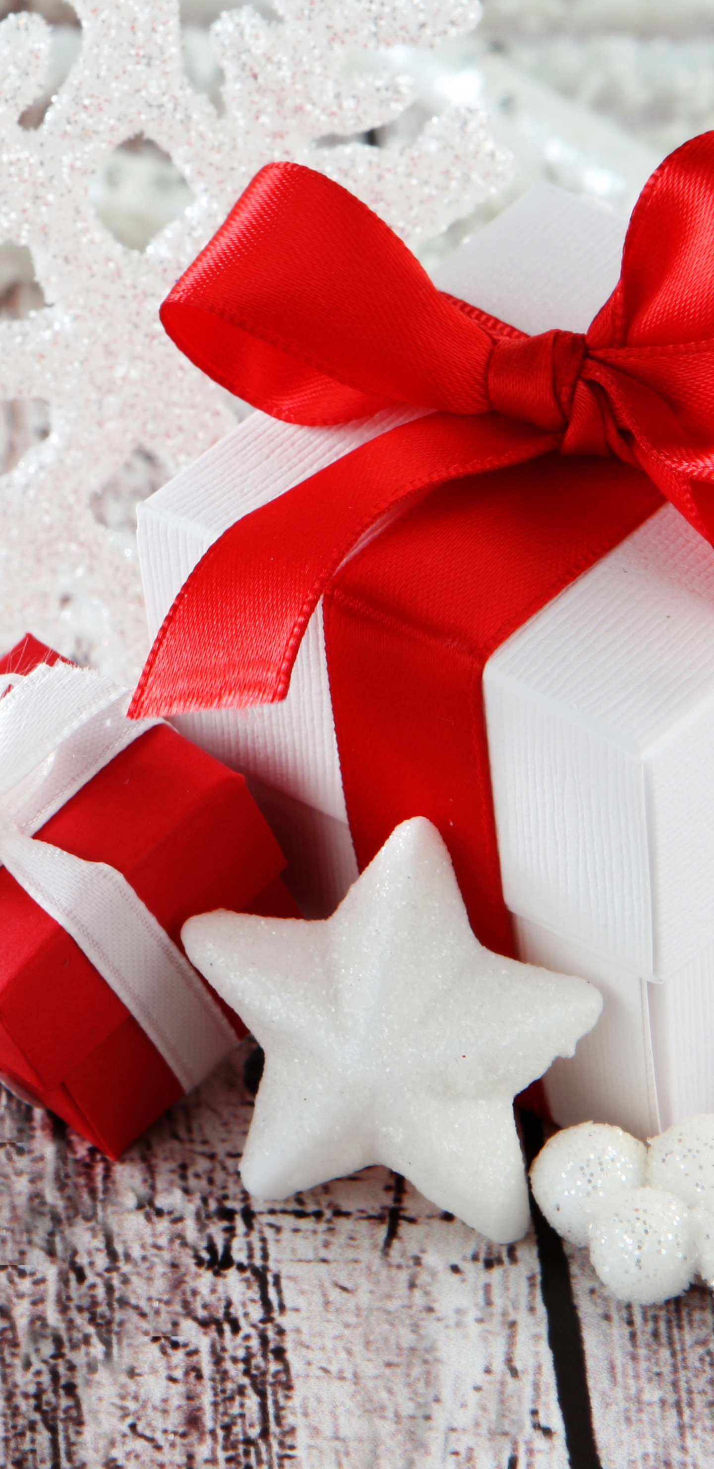 Обои Рождественский день, праздник, красный цвет, лента, настоящее время в разрешении 1440x2960