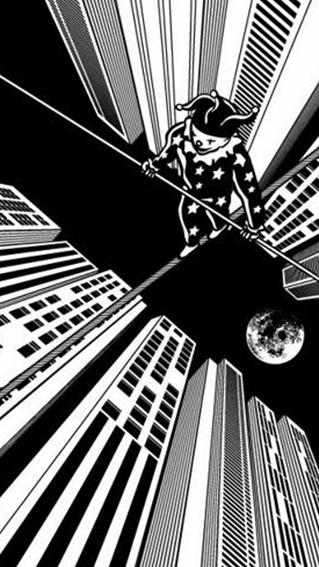 Обои оптический обман, иллюстрация, монохромный, белые, линия в разрешении 1080x1920