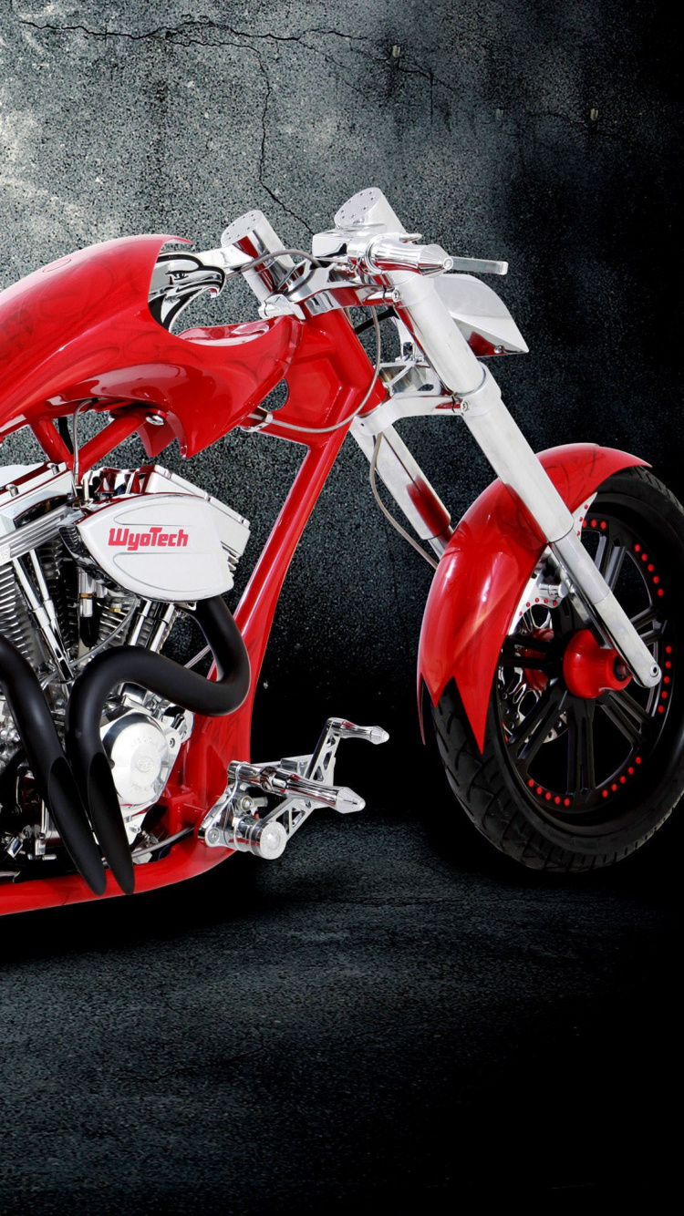 Обои Чоппер, мотоцикл, красный цвет, обод, авто в разрешении 750x1334