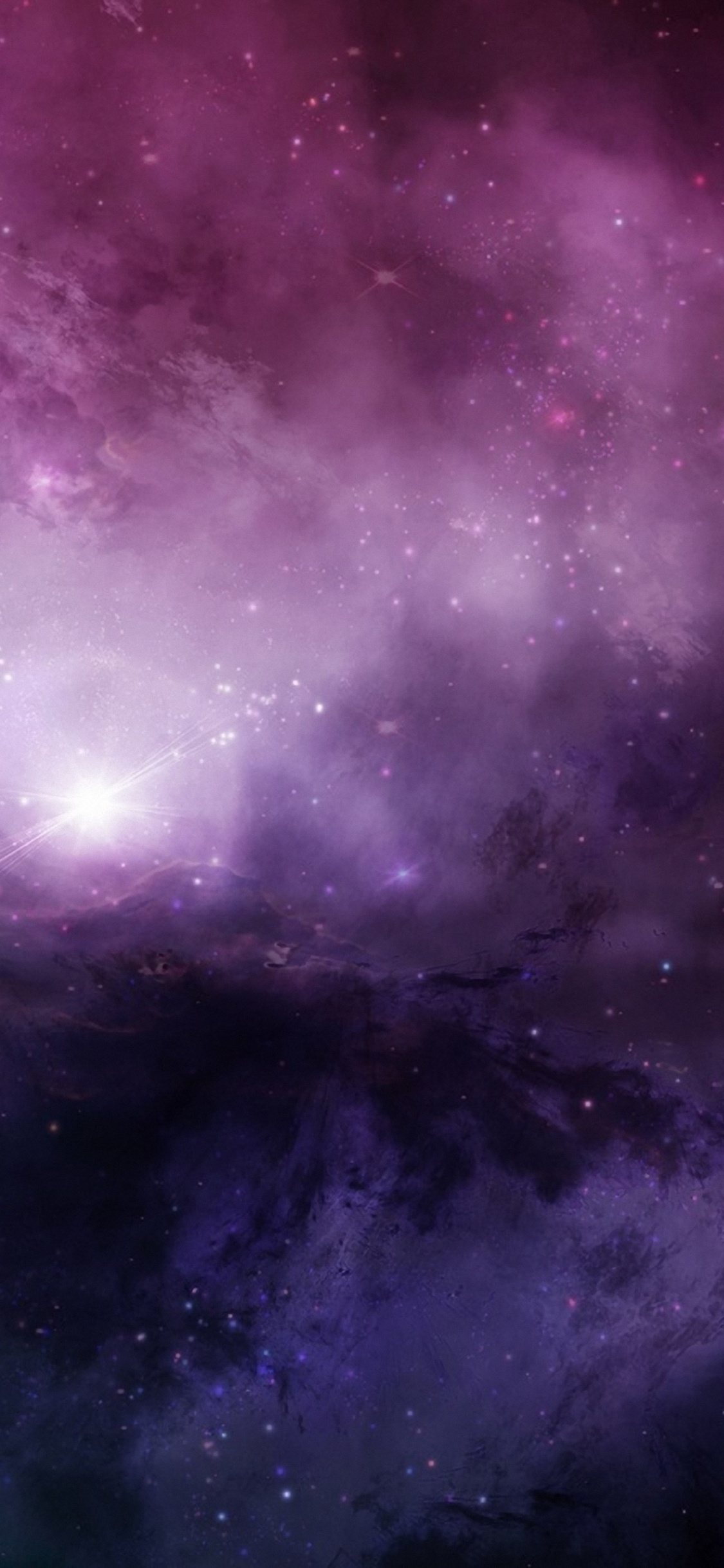 Обои пурпур, Фиолетовый, космическое пространство, атмосфера, космос в разрешении 1125x2436