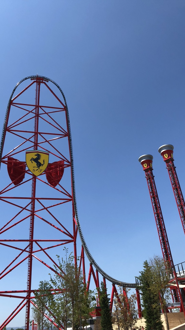 Обои горки, колесо обозрения, природа, дневное время, инфраструктура в разрешении 720x1280