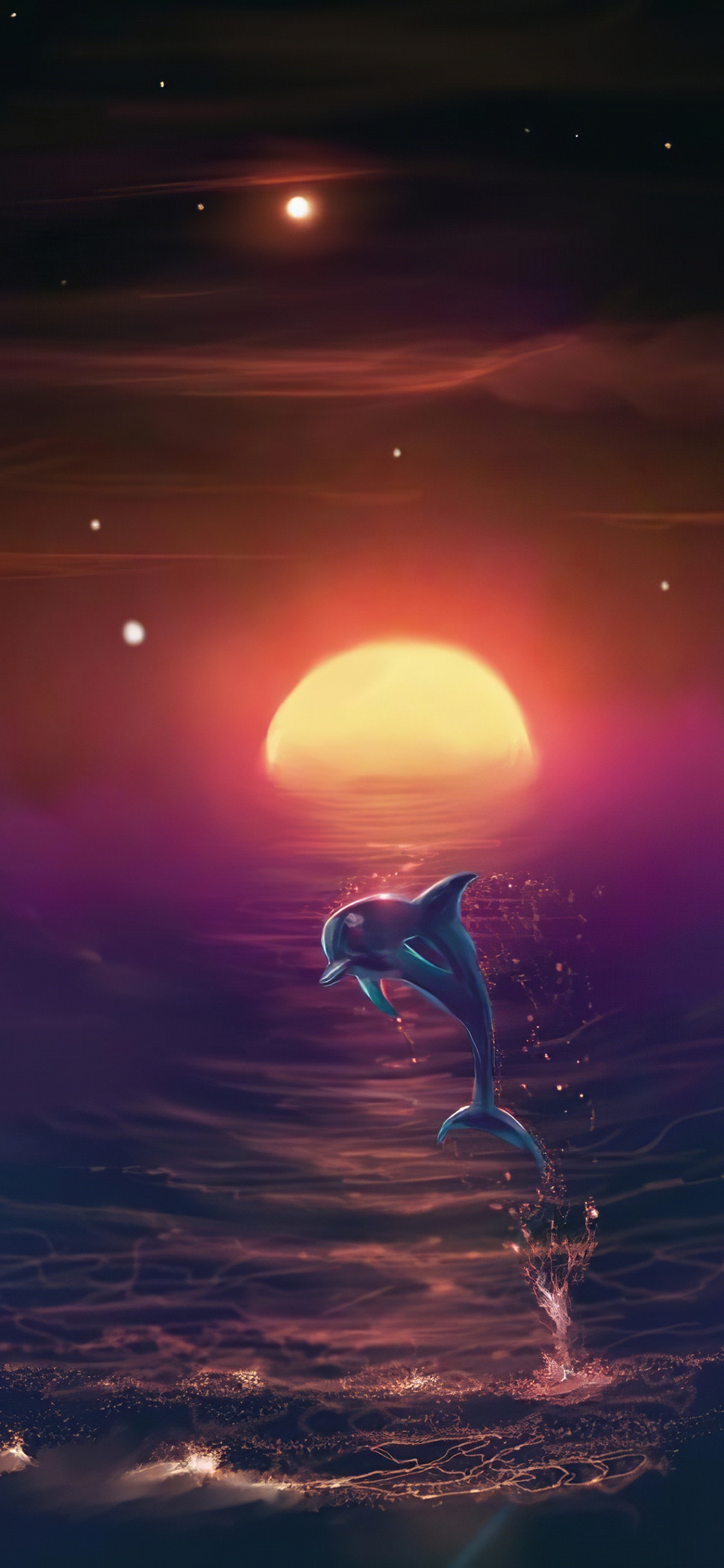 Обои цифровое искусство, арт, атмосфера, вода, освещение в разрешении 1125x2436