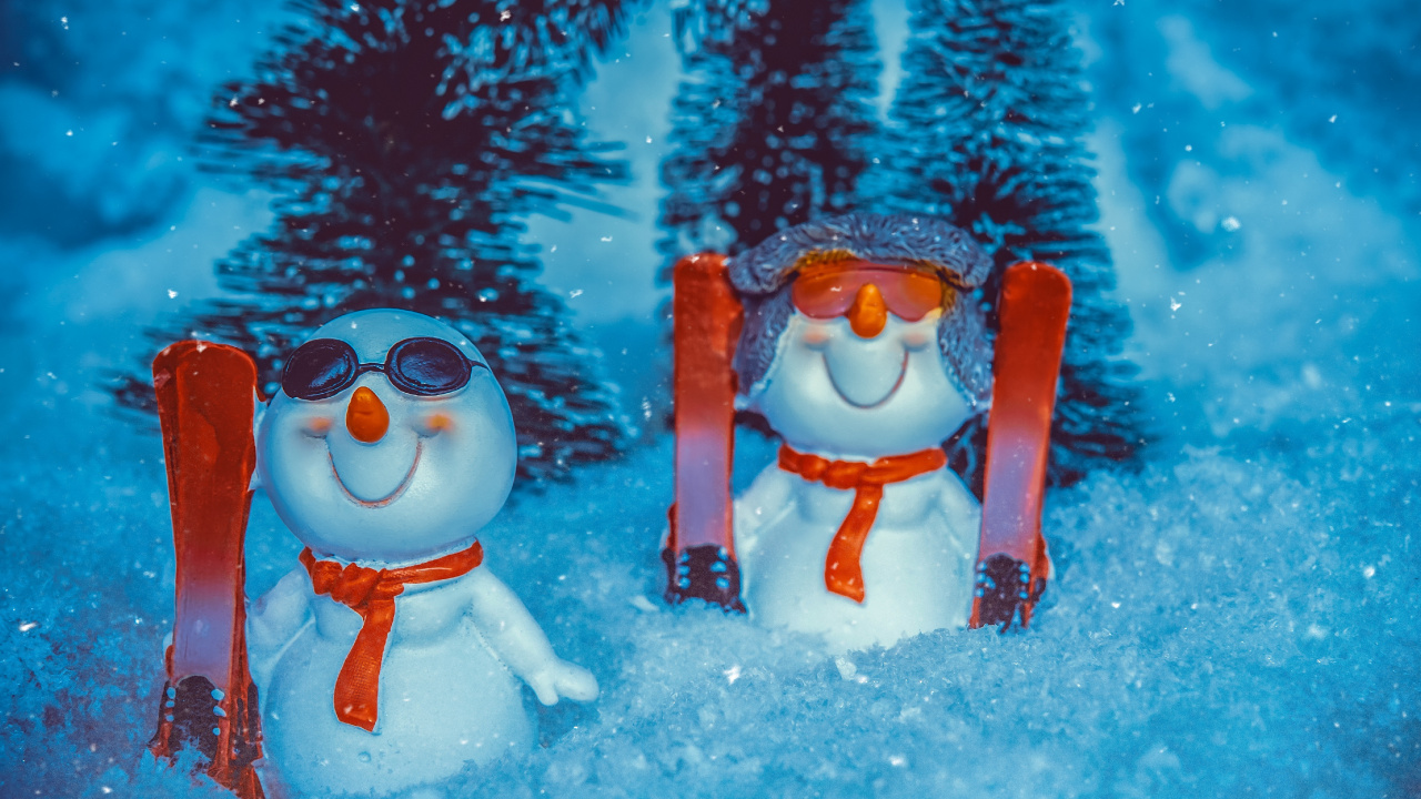 Обои замораживание, Снеговик, зима, забава, отдых в разрешении 1280x720