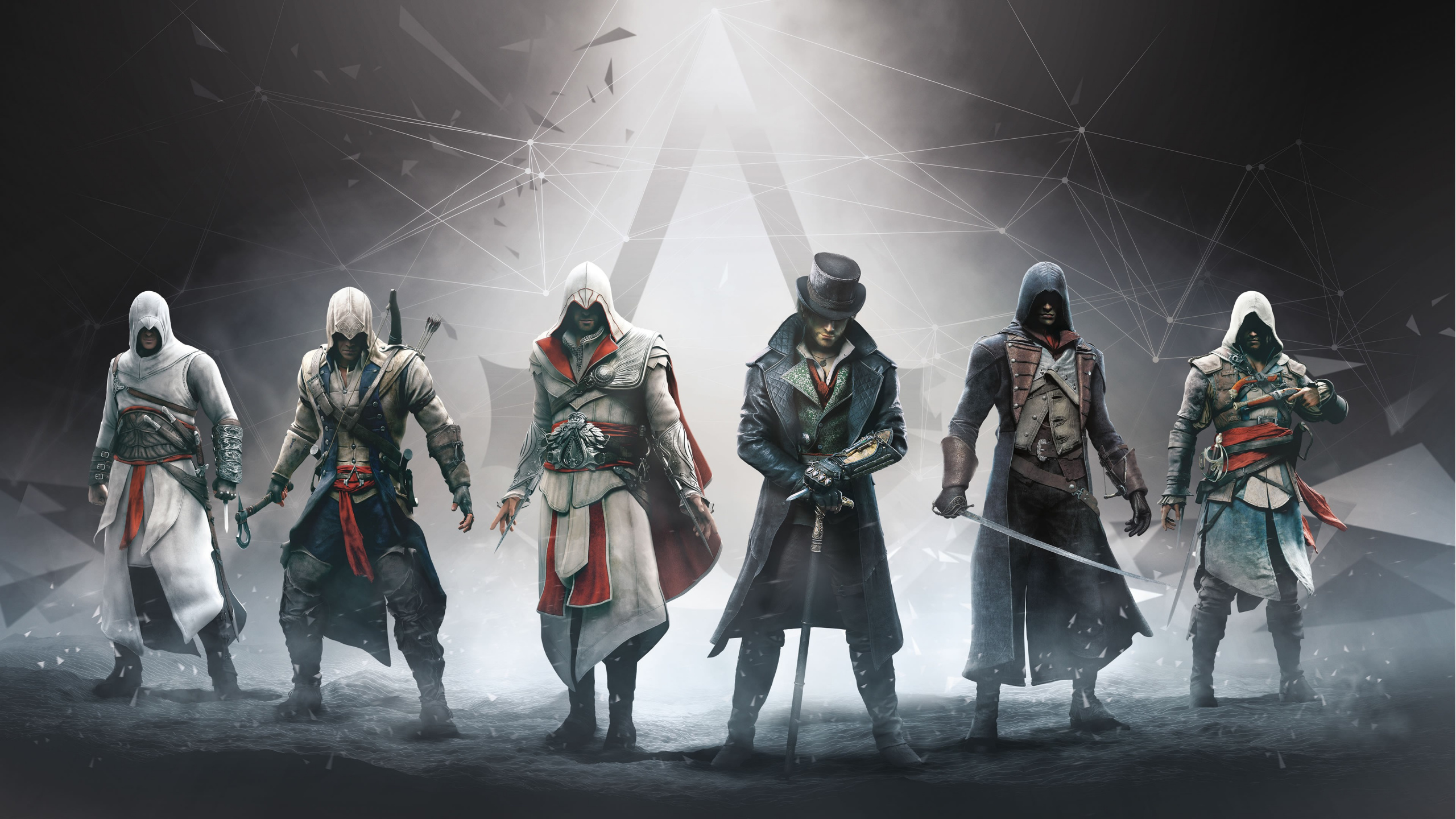 Обои assassins creed syndicate, assassins creed unity, Эцио Аудиторе, Алтарь Ибн-Лаахад, фигурка в разрешении 2560x1440