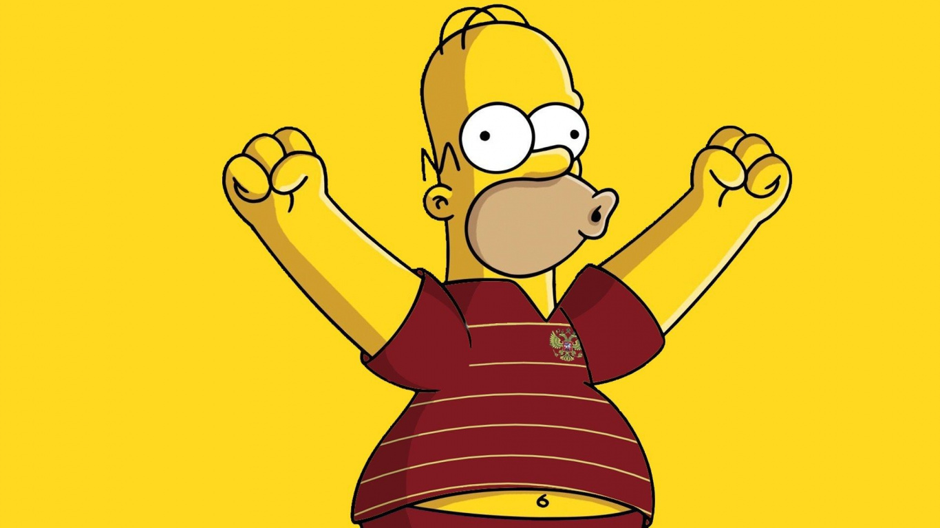 Обои Гомер Симпсон, Барт Симпсон, мультфильм, желтый, палец в разрешении 1366x768