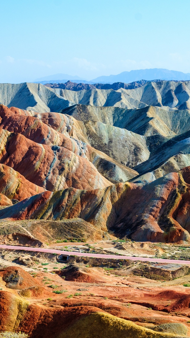 Обои Национальный Геопарк Чжанъе, Данься рельефа, Китай Данься, гора, горный хребет в разрешении 720x1280