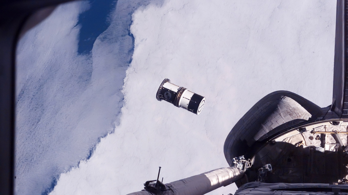 Обои НАСА, спутник, снег, спутник наблюдения земли, облака в разрешении 1366x768