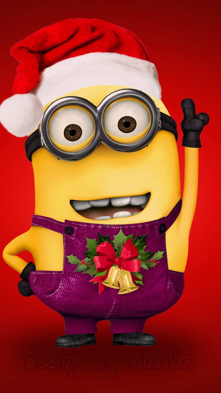Обои анимация, Санта-костюм, картинка, миньон Санта-Клауса, Рождество в разрешении 720x1280