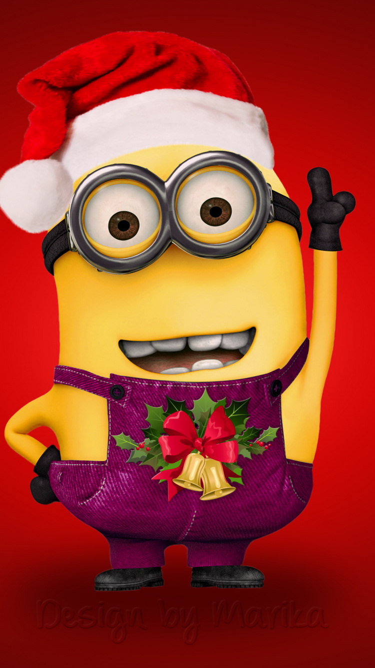 Обои анимация, Санта-костюм, картинка, миньон Санта-Клауса, Рождество в разрешении 750x1334