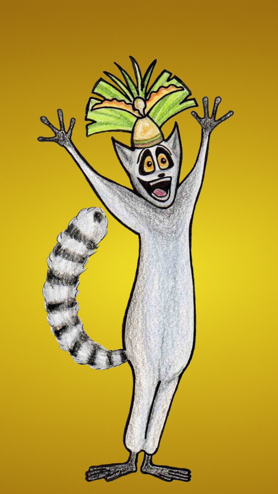 Обои жульен, Мадагаскар, мультфильм, желтый, мультик в разрешении 1080x1920