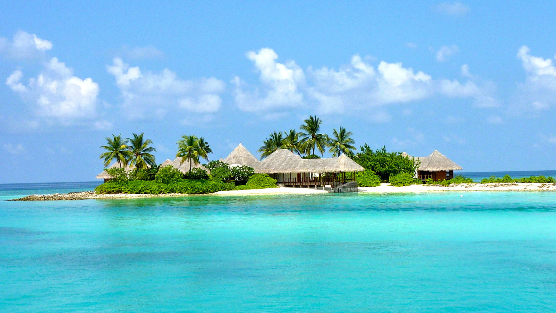 Обои тропическая зона, море, прибрежные и океанические рельефы, Карибский бассейн, Остров в разрешении 1920x1080