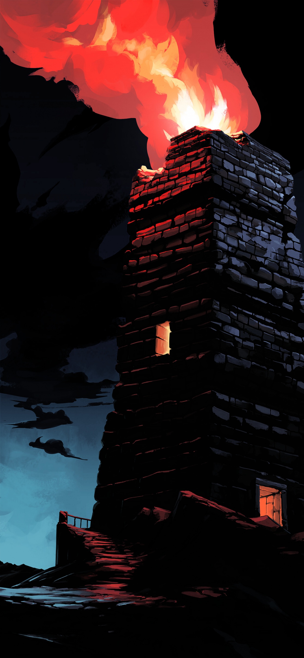 Обои красный цвет, тепло, огонь, кармин, пламя в разрешении 1242x2688