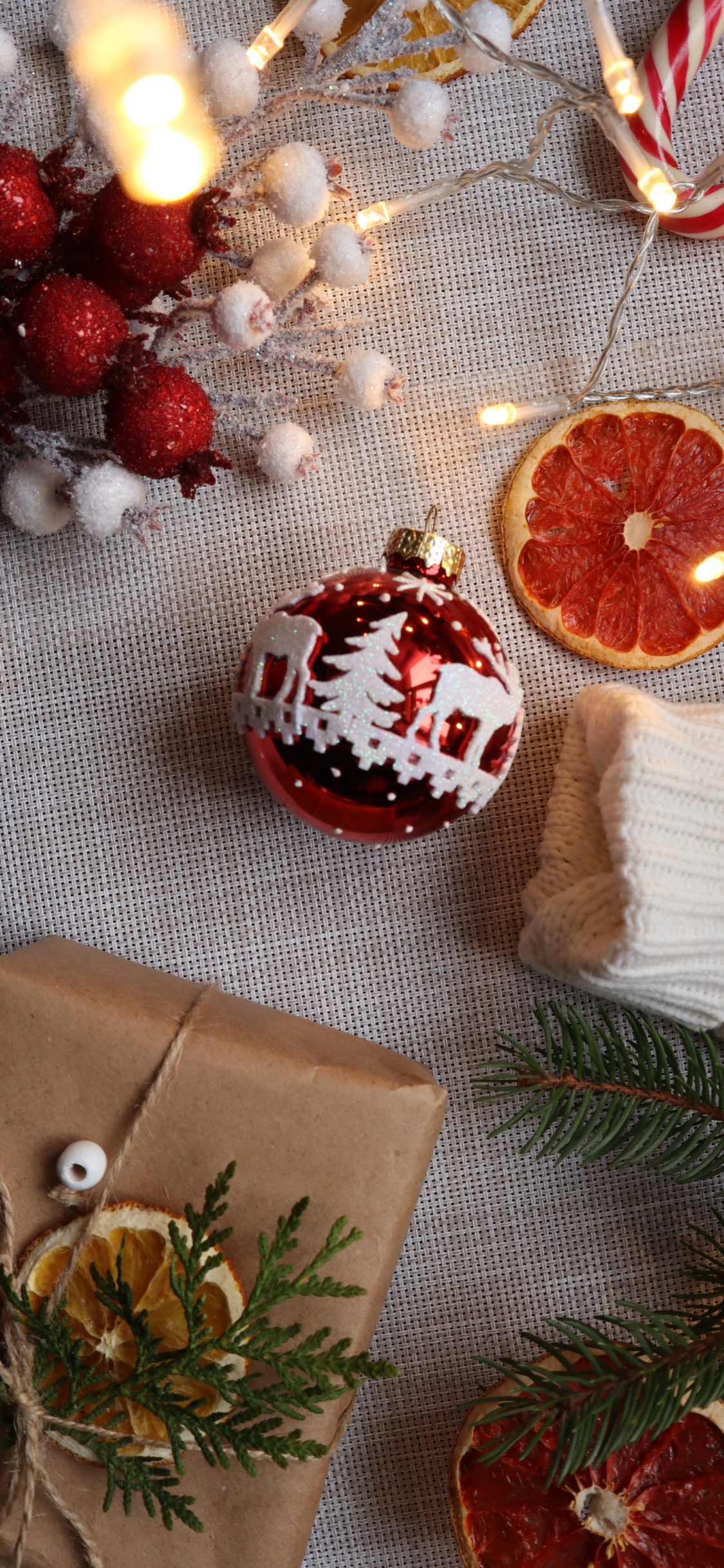 Обои рождественский орнамент, Рождество, андроид, Рангпур, ткань в разрешении 1125x2436